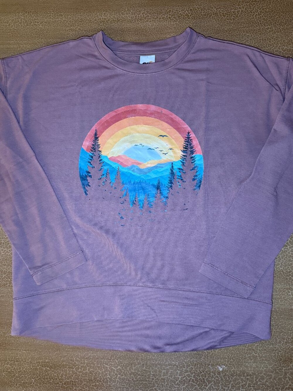 Avia Lightweight Sweatshirt Sunrise Transfer - Size Medium HANDMADE UPCYCLED